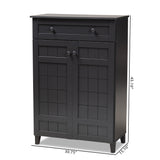 Baxton Studio Glidden Modern and Contemporary Dark Grey Finished 5-Shelf Wood Shoe Storage Cabinet with Drawer