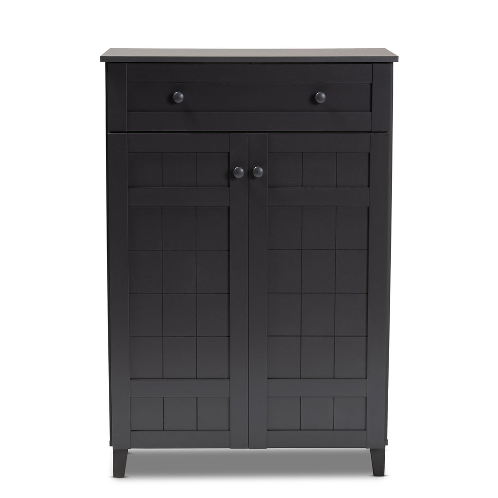 Glidden Modern Contemporary Dark Grey Wood Shoe Storage Cabinet