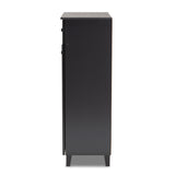 Baxton Studio Glidden Modern and Contemporary Dark Grey Finished 5-Shelf Wood Shoe Storage Cabinet with Drawer