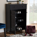 Baxton Studio Glidden Modern and Contemporary Dark Grey Finished 5-Shelf Wood Shoe Storage Cabinet with Drawer