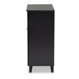 Baxton Studio Coolidge Modern and Contemporary Dark Grey Finished 4-Shelf Wood Shoe Storage Cabinet with Drawer