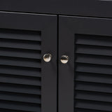 Baxton Studio Coolidge Modern and Contemporary Dark Grey Finished 4-Shelf Wood Shoe Storage Cabinet with Drawer