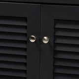 Baxton Studio Coolidge Modern and Contemporary Dark Grey Finished 5-Shelf Wood Shoe Storage Cabinet with Drawer