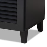 Baxton Studio Coolidge Modern and Contemporary Dark Grey Finished 11-Shelf Wood Shoe Storage Cabinet with Drawer