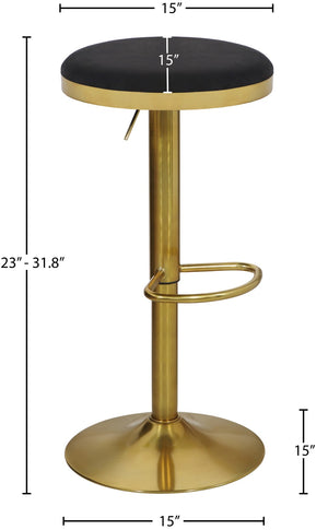 Brody Velvet / Engineered Wood / Metal / Foam Contemporary Black Velvet Adjustable Stool - 15" W x 15" D x 23"-31.75" H