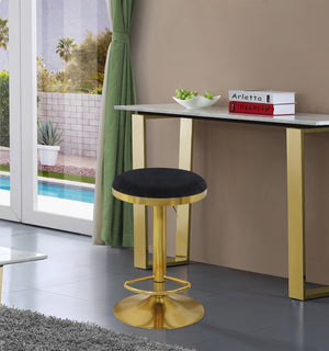 Brody Velvet / Engineered Wood / Metal / Foam Contemporary Black Velvet Adjustable Stool - 15" W x 15" D x 23"-31.75" H
