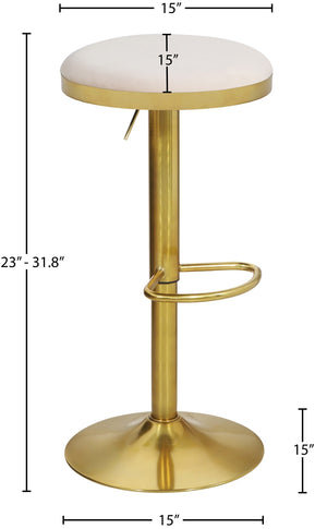 Brody Velvet / Engineered Wood / Metal / Foam Contemporary Cream Velvet Adjustable Stool - 15" W x 15" D x 23"-31.75" H