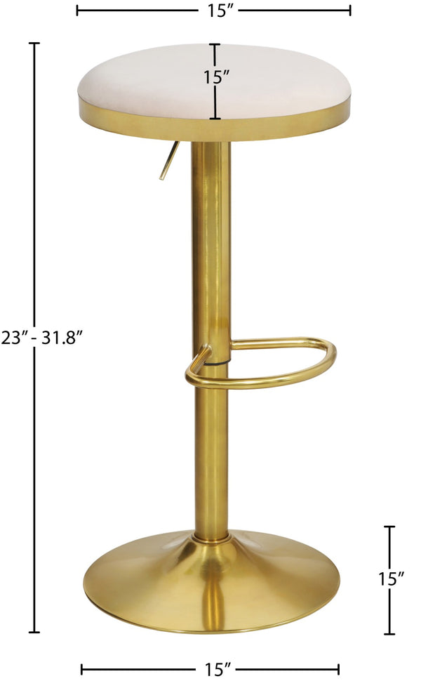 Brody Velvet / Engineered Wood / Metal / Foam Contemporary Cream Velvet Adjustable Stool - 15" W x 15" D x 23"-31.75" H