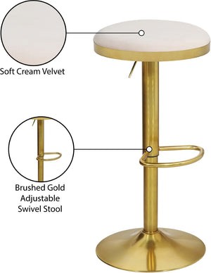 Brody Velvet / Engineered Wood / Metal / Foam Contemporary Cream Velvet Adjustable Stool - 15" W x 15" D x 23"-31.75" H