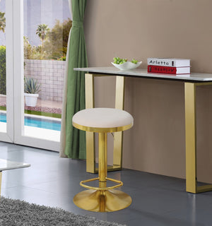 Brody Velvet / Engineered Wood / Metal / Foam Contemporary Cream Velvet Adjustable Stool - 15" W x 15" D x 23"-31.75" H