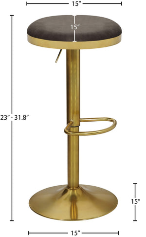 Brody Velvet / Engineered Wood / Metal / Foam Contemporary Grey Velvet Adjustable Stool - 15" W x 15" D x 23"-31.75" H