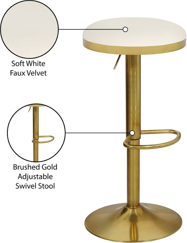 Brody Faux Leather / Metal / Foam Contemporary White Faux Leather Adjustable Stool - 15" W x 15" D x 23"-31.75" H