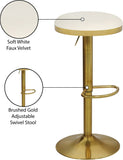 Brody Faux Leather / Metal / Foam Contemporary White Faux Leather Adjustable Stool - 15" W x 15" D x 23"-31.75" H