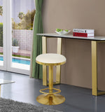 Brody Faux Leather / Metal / Foam Contemporary White Faux Leather Adjustable Stool - 15" W x 15" D x 23"-31.75" H