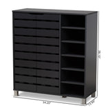 Baxton Studio Shirley Modern and Contemporary Dark Grey Finished 2-Door Wood Shoe Storage Cabinet with Open Shelves