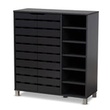 Baxton Studio Shirley Modern and Contemporary Dark Grey Finished 2-Door Wood Shoe Storage Cabinet with Open Shelves