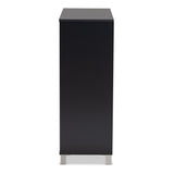 Baxton Studio Shirley Modern and Contemporary Dark Grey Finished 2-Door Wood Shoe Storage Cabinet with Open Shelves