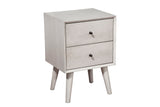 Alpine Furniture Flynn Mid Century Modern 2 Drawer Nightstand, Gray 966G-02 Gray Mahogany Solids & Okoume Veneer 18 x 15 x 26