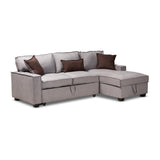 Emile Modern Contemporary Fabric Upholstered Right Facing Storage Sectional Sofa with Pull-Out Bed