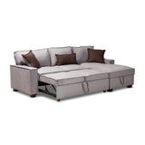 Baxton Studio Emile Modern and Contemporary Light Grey Fabric Upholstered Right Facing Storage Sectional Sofa with Pull-Out Bed