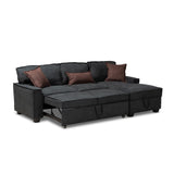 Baxton Studio Emile Modern and Contemporary Dark Grey Fabric Upholstered Right Facing Storage Sectional Sofa with Pull-Out Bed