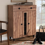 Baxton Studio Valina Modern and Contemporary 2-Door Wood Entryway Shoe Storage Cabinet with Drawer