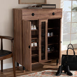 Baxton Studio Valina Modern and Contemporary 2-Door Wood Entryway Shoe Storage Cabinet with Drawer