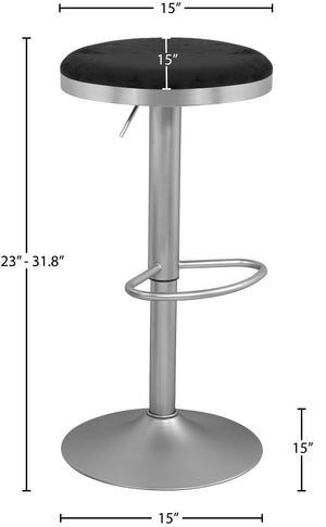 Brody Velvet / Engineered Wood / Metal / Foam Contemporary Black Velvet Adjustable Stool - 15" W x 15" D x 23"-31.75" H