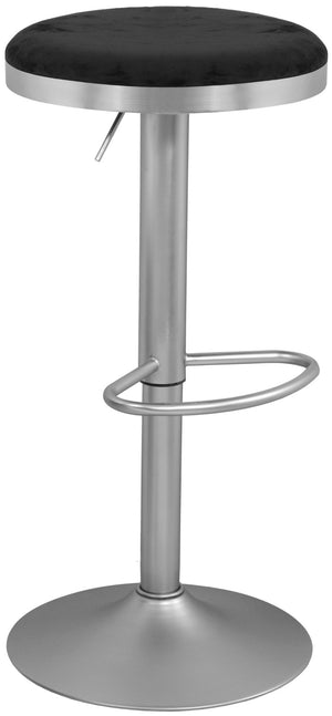 Brody Velvet / Engineered Wood / Metal / Foam Contemporary Black Velvet Adjustable Stool - 15" W x 15" D x 23"-31.75" H