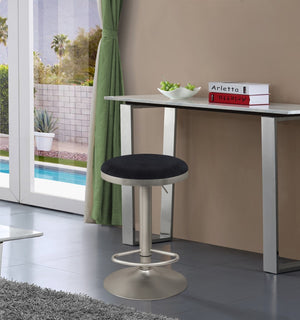 Brody Velvet / Engineered Wood / Metal / Foam Contemporary Black Velvet Adjustable Stool - 15" W x 15" D x 23"-31.75" H