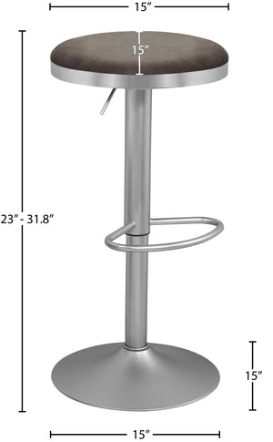 Brody Velvet / Engineered Wood / Metal / Foam Contemporary Grey Velvet Adjustable Stool - 15" W x 15" D x 23"-31.75" H