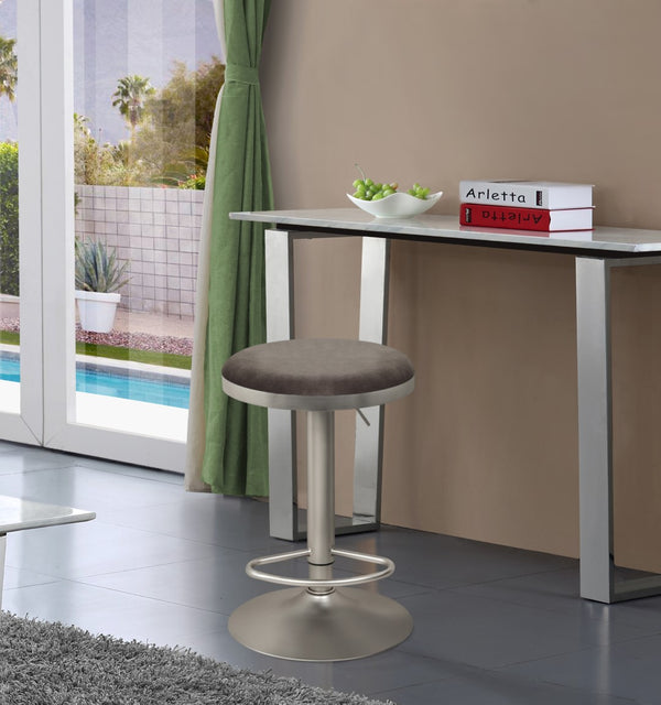 Brody Velvet / Engineered Wood / Metal / Foam Contemporary Grey Velvet Adjustable Stool - 15" W x 15" D x 23"-31.75" H