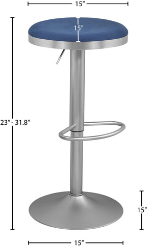 Brody Velvet / Engineered Wood / Metal / Foam Contemporary Navy Velvet Adjustable Stool - 15" W x 15" D x 23"-31.75" H