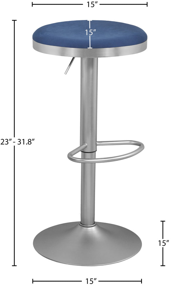 Brody Velvet / Engineered Wood / Metal / Foam Contemporary Navy Velvet Adjustable Stool - 15" W x 15" D x 23"-31.75" H