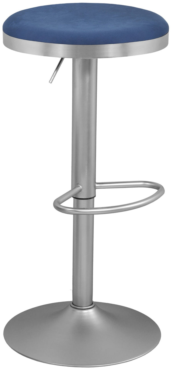 Brody Velvet / Engineered Wood / Metal / Foam Contemporary Navy Velvet Adjustable Stool - 15" W x 15" D x 23"-31.75" H