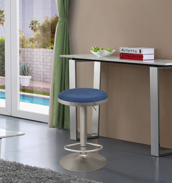 Brody Velvet / Engineered Wood / Metal / Foam Contemporary Navy Velvet Adjustable Stool - 15" W x 15" D x 23"-31.75" H