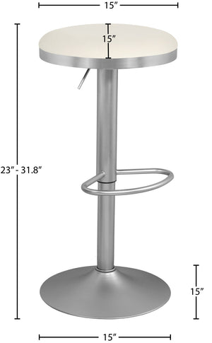 Brody Faux Leather / Metal / Foam Contemporary White Faux Leather Adjustable Stool - 15" W x 15" D x 23"-31.75" H