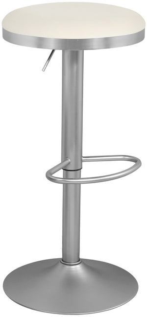 Brody Faux Leather / Metal / Foam Contemporary White Faux Leather Adjustable Stool - 15" W x 15" D x 23"-31.75" H
