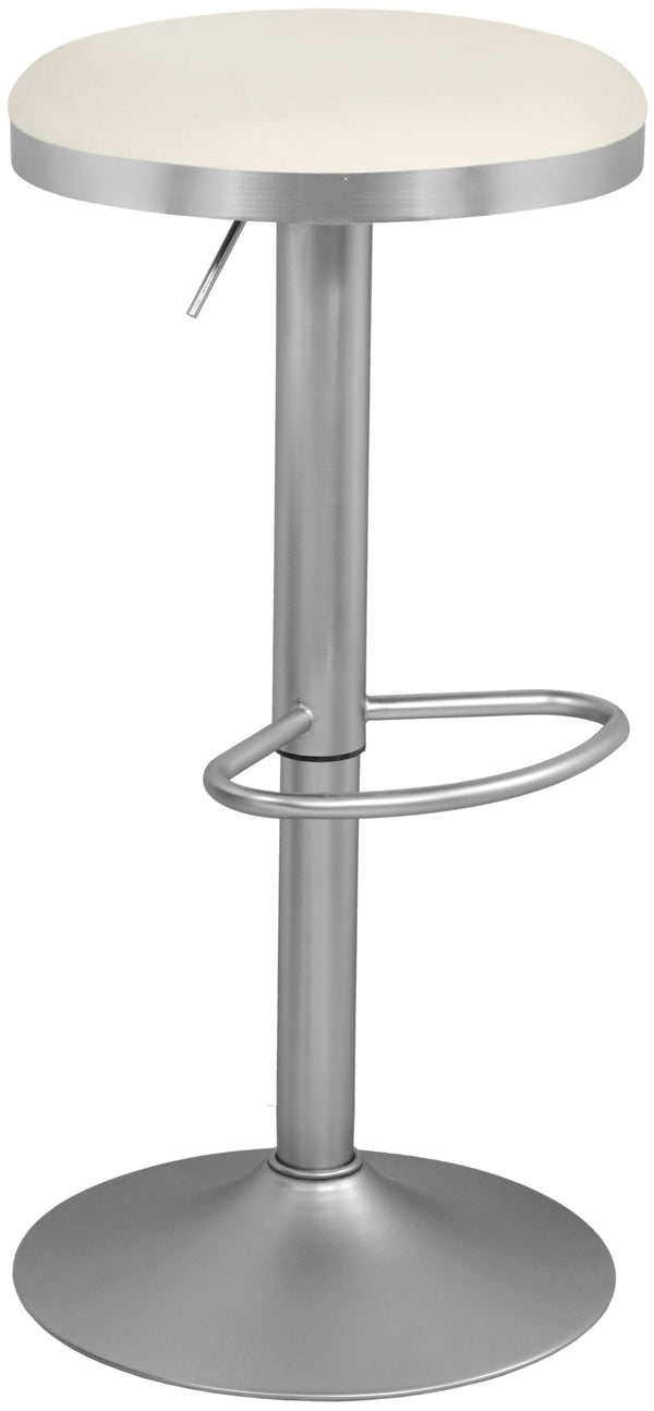 Brody Faux Leather / Metal / Foam Contemporary White Faux Leather Adjustable Stool - 15" W x 15" D x 23"-31.75" H