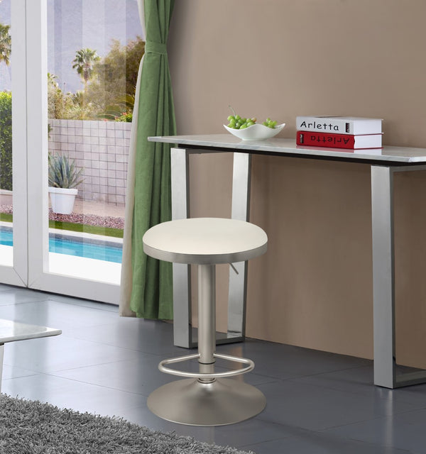 Brody Faux Leather / Metal / Foam Contemporary White Faux Leather Adjustable Stool - 15" W x 15" D x 23"-31.75" H
