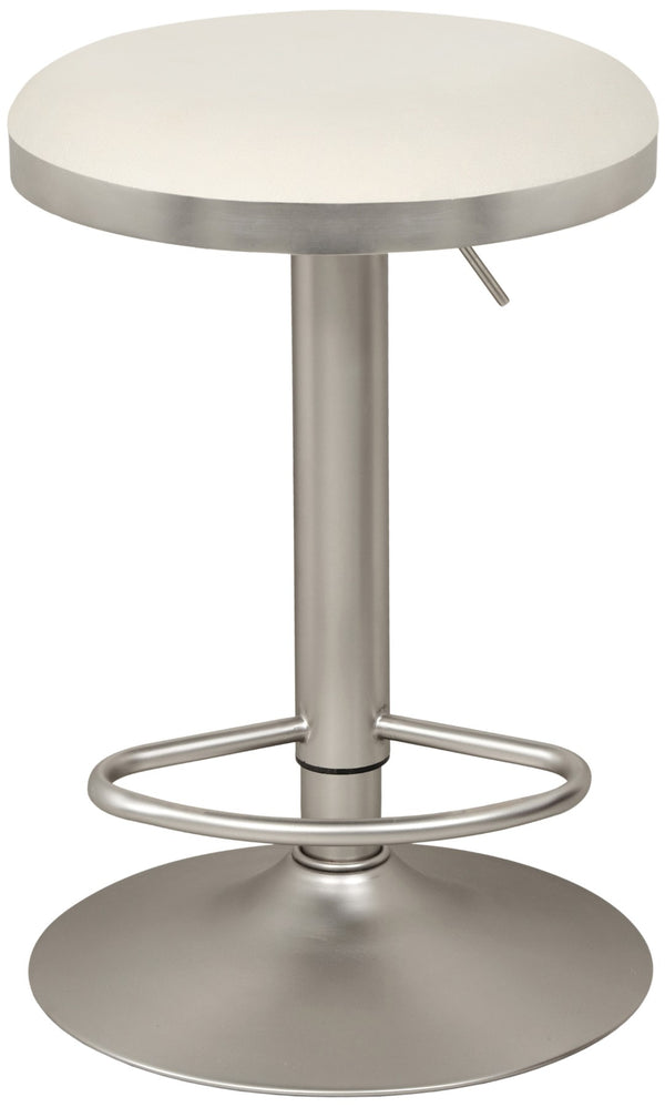 Brody Faux Leather / Metal / Foam Contemporary White Faux Leather Adjustable Stool - 15" W x 15" D x 23"-31.75" H