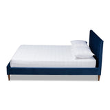 Baxton Studio Frida Glam and Luxe Royal Blue Velvet Fabric Upholstered Queen Size Bed