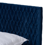 Baxton Studio Frida Glam and Luxe Royal Blue Velvet Fabric Upholstered Queen Size Bed