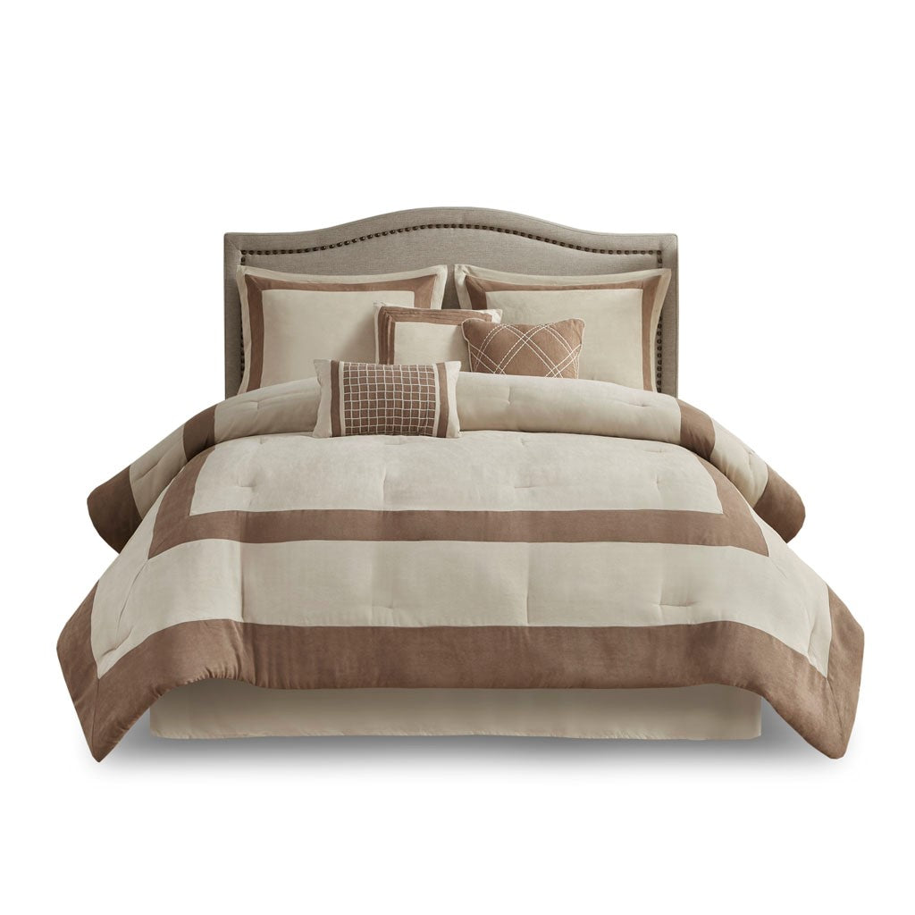 Madison Park Dax Transitional 100% Polyester Microsuede 7 Piece Comforter Set MP10-7672