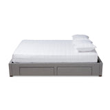 Baxton Studio Leni Modern and Contemporary Light Grey Fabric Upholstered 4-Drawer Queen Size Platform Storage Bed Frame