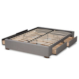 Baxton Studio Leni Modern and Contemporary Light Grey Fabric Upholstered 4-Drawer Queen Size Platform Storage Bed Frame