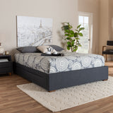 Baxton Studio Leni Modern and Contemporary Dark Grey Fabric Upholstered 4-Drawer King Size Platform Storage Bed Frame