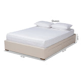 Baxton Studio Leni Modern and Contemporary Beige Fabric Upholstered 4-Drawer Queen Size Platform Storage Bed Frame