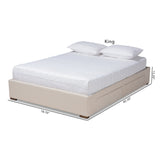 Baxton Studio Leni Modern and Contemporary Beige Fabric Upholstered 4-Drawer Queen Size Platform Storage Bed Frame