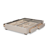 Baxton Studio Leni Modern and Contemporary Beige Fabric Upholstered 4-Drawer Queen Size Platform Storage Bed Frame